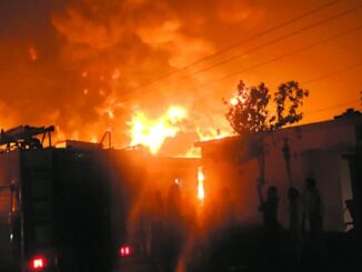 Fierce fire in turpentine oil factory
